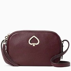 New Kate Spade Kourtney Leather Camera Crossbody Bag Cherrywood